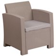 thumbnail image 1 of Light Gray Faux Rattan Chair with All-Weather Light Gray Cushion, 1 of 9