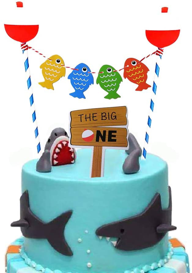 Fishing First Birthday Party Decor O'Fish'Ally One Party Gone Fishing Birthday Party Decor The Big One Cake Topper