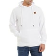 thumbnail image 2 of Satankud Men's Pullover Hoodies Plaid Jacquard Weave Long Sleeve Drawstring Hipster Casual Hooded Sweatshirts with Kanga White XL, 2 of 9