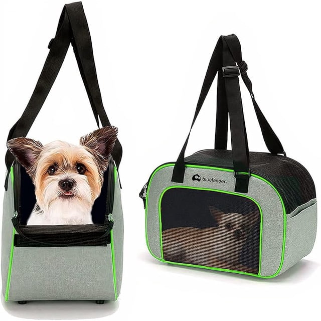 Transportadora Para Mascotas Bluelander Plegable Color Verde Soporta hasta 10 kg