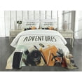 thumbnail image 3 of Ambesonne Adventure Quilted Bedspread Set 3 Pcs, Wanderlust Retro Text, Queen Size, Multicolor, 3 of 5