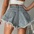 thumbnail image 4 of Denim Shorts Ripped High Waist Loose High Quality Tassel Jeans, 4 of 5