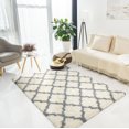 thumbnail image 1 of Ottomanson Shaggy Collection Jute Backing Moroccan Trellis Design Indoor Rug, 1 of 7