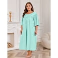 thumbnail image 2 of FEREMO 100% Cotton Nightgowns for Plus Size Women Pleated Soft Sleepwear with Pockets, 2 of 6