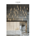 thumbnail image 5 of Luxera 36-Light LED Raindrop Chandelier, Gold Aluminum Glass Pendant Light, Adjustable Height Staircase Hotel Lobby Lighting, 5 of 9