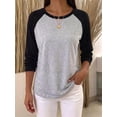 thumbnail image 3 of Gynyvoja Long Sleeve Shirts for Women Color Block Raglan Tops Casual Crewneck Basic Tees Fall Fashion Gray L, 3 of 6