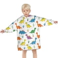 thumbnail image 3 of White Plant Dinosaurs Pattern Blanket Hoodies for Kids 6-13YR Oversize Wearable Blanket Hoodies for Boys Girls Teens, 3 of 7