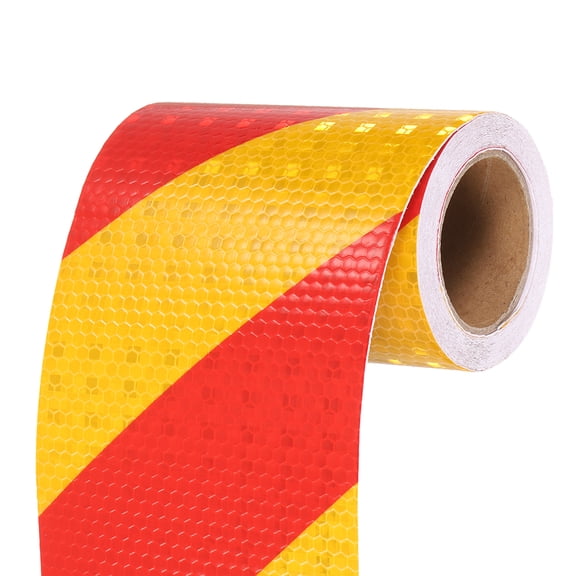 Uxcell Reflective Tape, Self-Adhesive Trailer Reflector Tape Waterproof Warning Sticker Yellow Red 4 Inch x 16 Feet