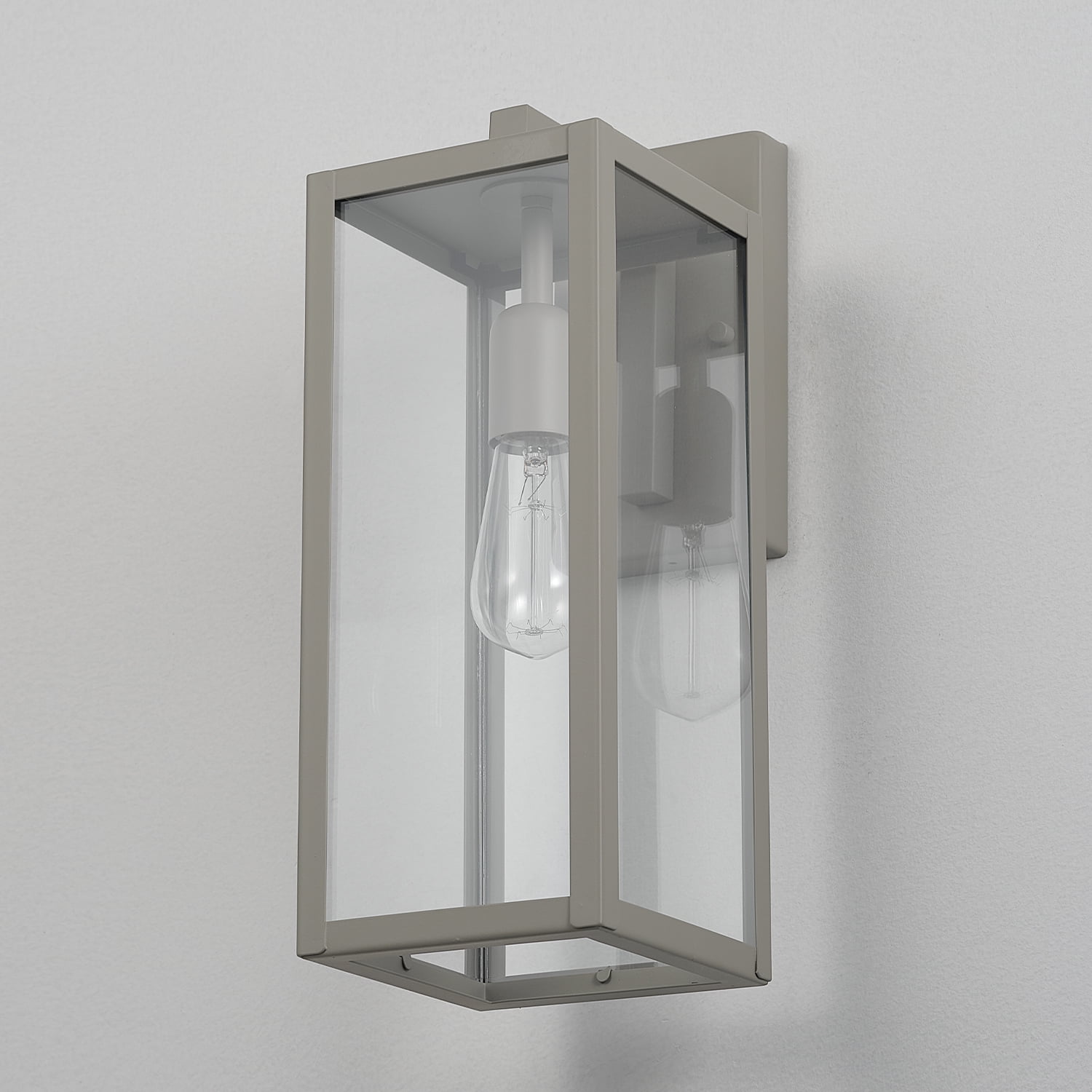Globe Electric 1-Light Matte Gray Outdoor Indoor Wall Sconce Clear Glass Shade