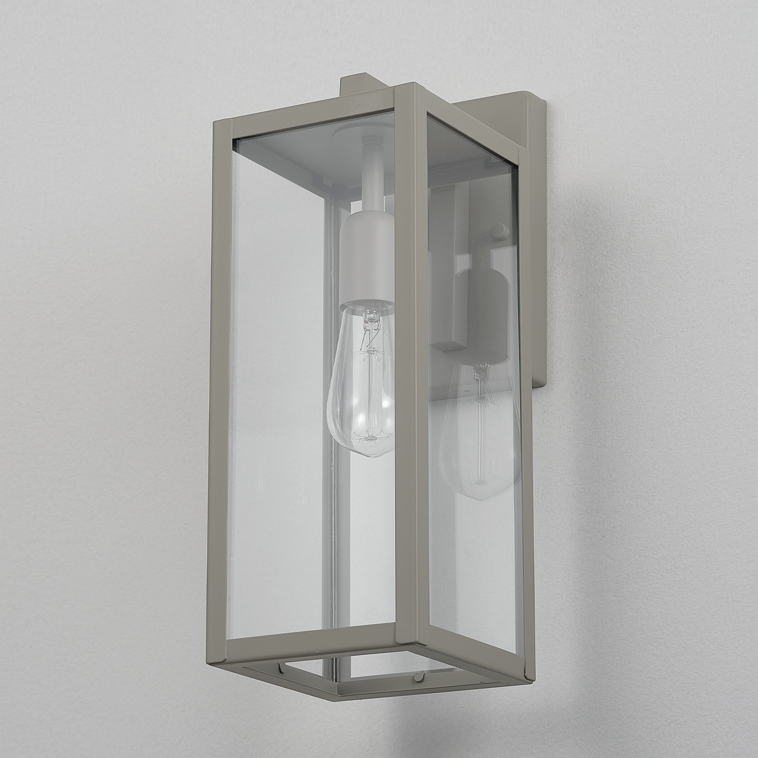 Globe Electric Bowery 1-Light Matte Gray Outdoor Indoor Wall Sconce with Clear  Glass Shade, 44838