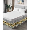 thumbnail image 4 of American Pastoral Style Bed Skirt Queen Size 18" Drop Sunflower Black White Plaid Ruffled Wrap Around Bed Skirts Adjustable Elastic Bedskirt Dust Ruffle for Queen Size Bed, 4 of 7