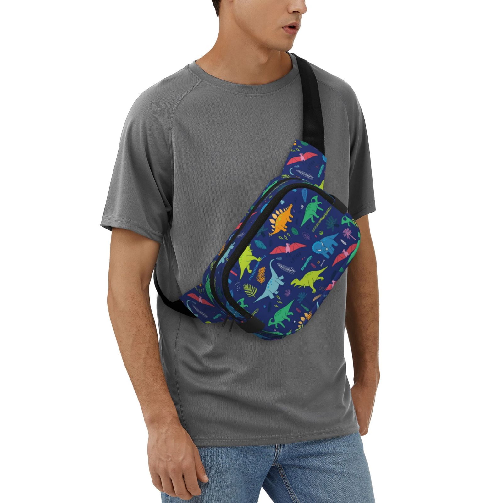 Hirioo Dinosaurs for Double Layer Waist Bag Adjustable Fanny Pack For Travel Running Hiking