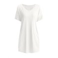 thumbnail image 4 of Kcodviy Robe Été T Manche Robe Décontractée Robe Courte Décontractée Robes Midi d'Été pour Femmes Chemise Col en V Mi-Décontracté Robes pour Femmes Longueur Poches Robe pour Femmes, 4 of 4