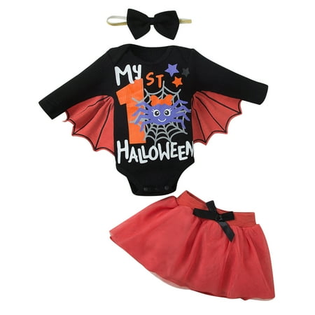 

LLDYYDS for Girls Toddler Kids Letters Long Sleeves Romper Jumpsuit Mesh Tulle Skirt Hairband 3pcs Set Cloths Fall Clothes