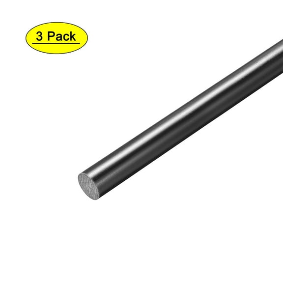 Uxcell Round Rod 1/4" Dia 20" Length FRP Fiberglass Round Rod Engineering Bar Plastic Black 3pcs