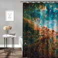 thumbnail image 2 of Chilfamy  Outer Space Shower Curtain, Image of Crab Nebula in Early Age Clean Version of Original Space Print, Cloth Fabric Bathroom Decor Set with Hooks, Black Teal Orange White, 2 of 7