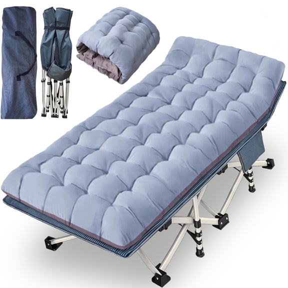 79" L x 32" W x 18" H Oversize XXL Camping Cot with Comfortable Mattress for Adults Extra Wide Cots for Sleeping Folding Cot Camping Bed Heavy Duty with Carry Bag for Home Office Outdoor