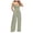Green, variant on Women Solid Ruffle Lace Sleeveless Lace-Up Jumpsuit - Medium Length Straight Trousers, Polyester Spandex, Suitable for Party/Vacation, Heels/Sneakers