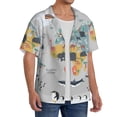 thumbnail image 2 of Sikiie The World Map with Cartoon Animals Men's Wrinkle Free Untucked Cuban Shirt Business Casual Button Down Shirts Short Sleeve Shirt4X-Large, 2 of 5