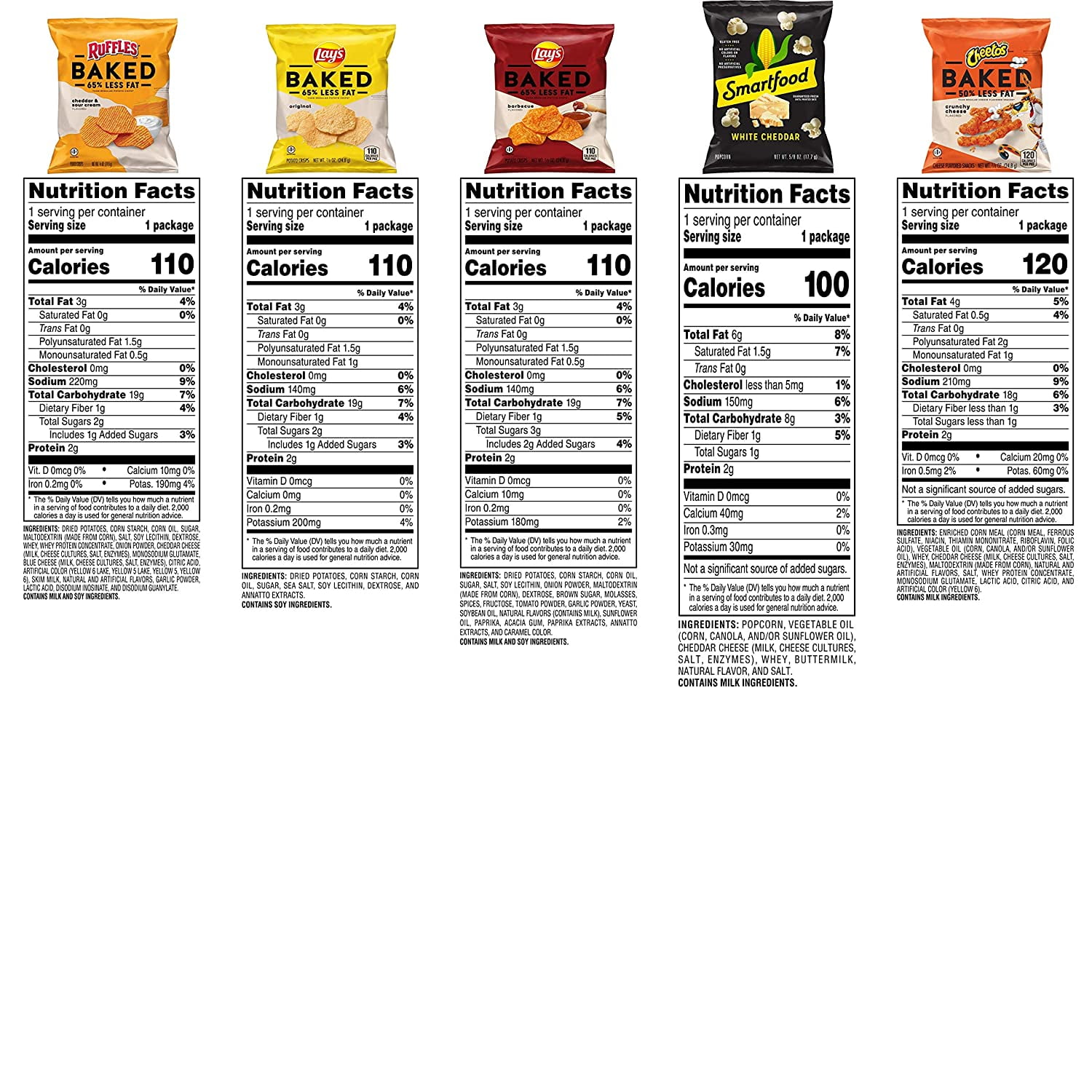 Frito-Lay Baked & Popped Mix Snacks Variety Pack, 40 Count