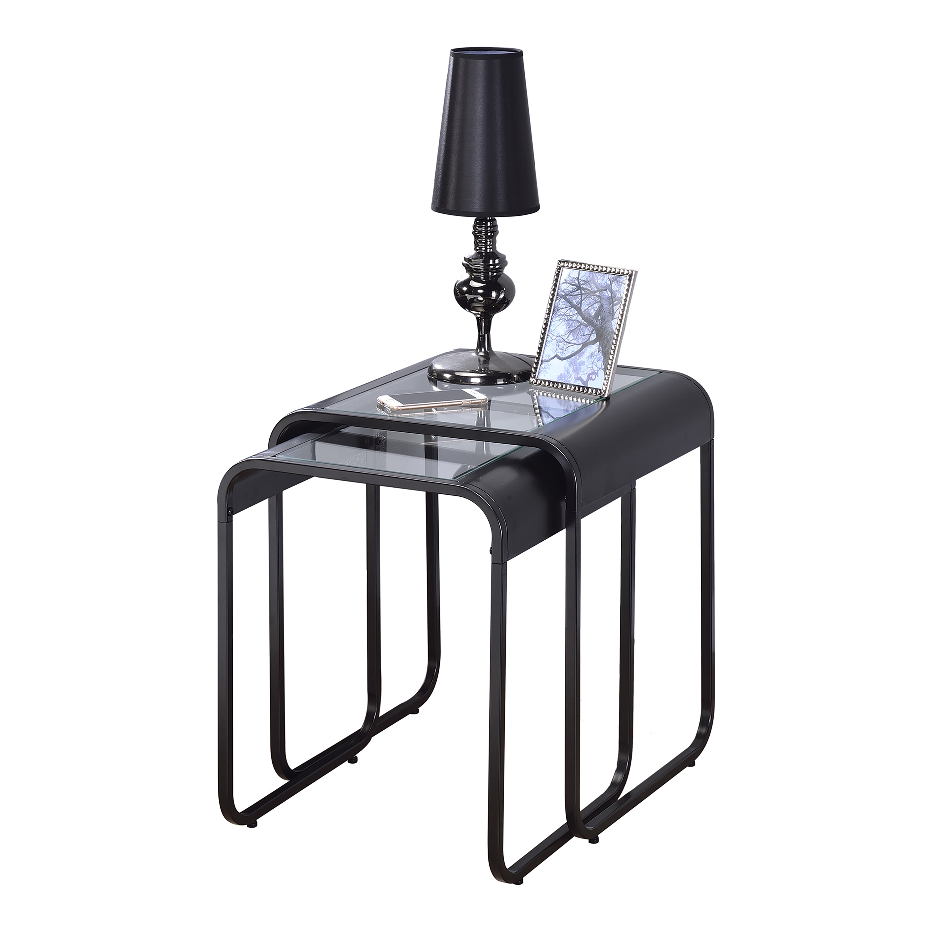 Furniture of America Calitri 2-Piece Nesting Table Set, Black Bronze