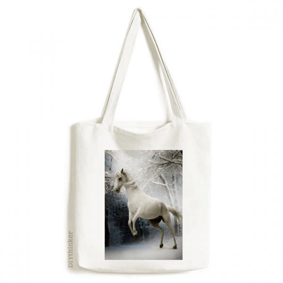 White Horse Science Nature Scenery Tote Canvas Bag Shopping Satchel Casual Handbag