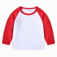 thumbnail image 1 of WUANDIXFA T-Shirt pour Bébé Garçon Été Couleur Unie Col Rond Manches Longues Basique T-Shirt en Coton pour Bébé Chemise en Coton pour Enfants, Rouge, 4-5 Ans, 1 of 5