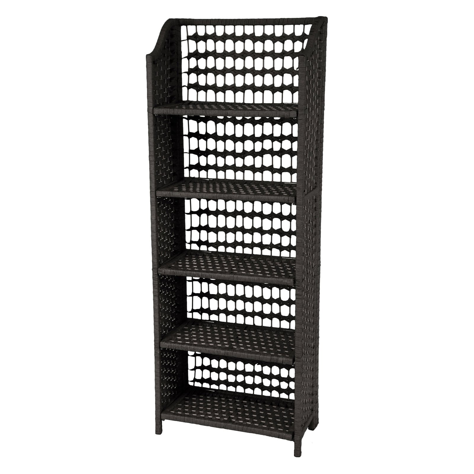 53" Natural Fiber Shelving Unit - Black
