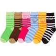 thumbnail image 2 of Sakkas Girl's Creative Fun Cotton Blend Crew Socks Assorted Color 6-Pack - Cheer Up Bear - 6-8, 2 of 2