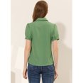thumbnail image 4 of Blusa De Gasa Con Cuello Peter Pan Y Manga Corta Con Lunares Para Mujer Verde blanco XS, 4 of 5
