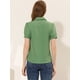 thumbnail image 4 of Blusa De Gasa Con Cuello Peter Pan Y Manga Corta Con Lunares Para Mujer Verde blanco XS, 4 of 5