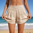 thumbnail image 7 of Atogsazn Womens Summer High Waisted Shorts Casual Dessy Pleated Cotton Linen Jogger Shorts Beach Pants Beige M Fashion, 7 of 7