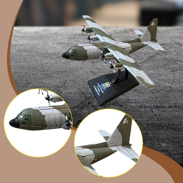 Maqueta de avión de transporte C-130H a escala 1:250 con base de exhibición, modelo de avión para oficina, hogar, cafeterías, conmemoración de