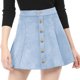 thumbnail image 2 of INSPIRE CHIC Falda Corta Acampanada De Cintura Alta Con Cierre De Botón De Gamuza Sintética Para Mujer Azul claro M, 2 of 6