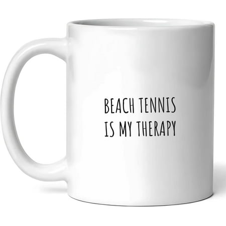 

Beach Tennis Is My Therapy Mug - Sandy Court Vibes Coffee Cup - Funny Gift For Beach Sports Lovers - Sun And Fun Novelty Drinkware - 11oz Ceramic Mug For Beach Game Enthusiasts