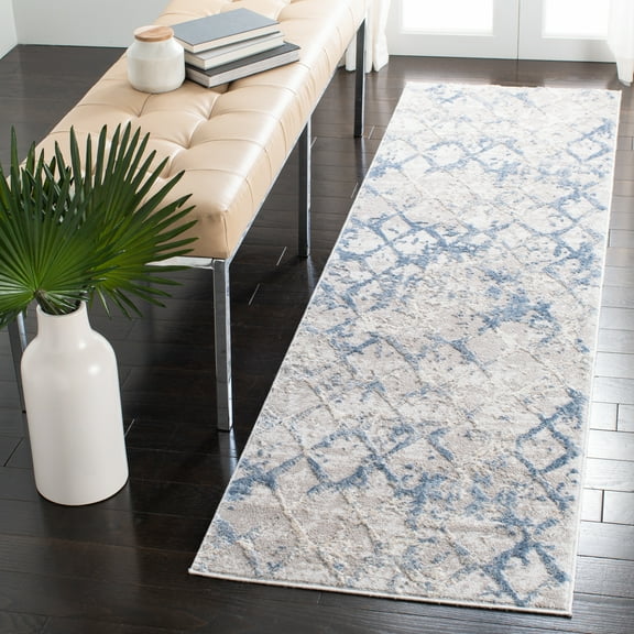 SAFAVIEH Amelia Roslyn Abstract Runner Rug, Light Gray/Blue, 2'2" x 16'