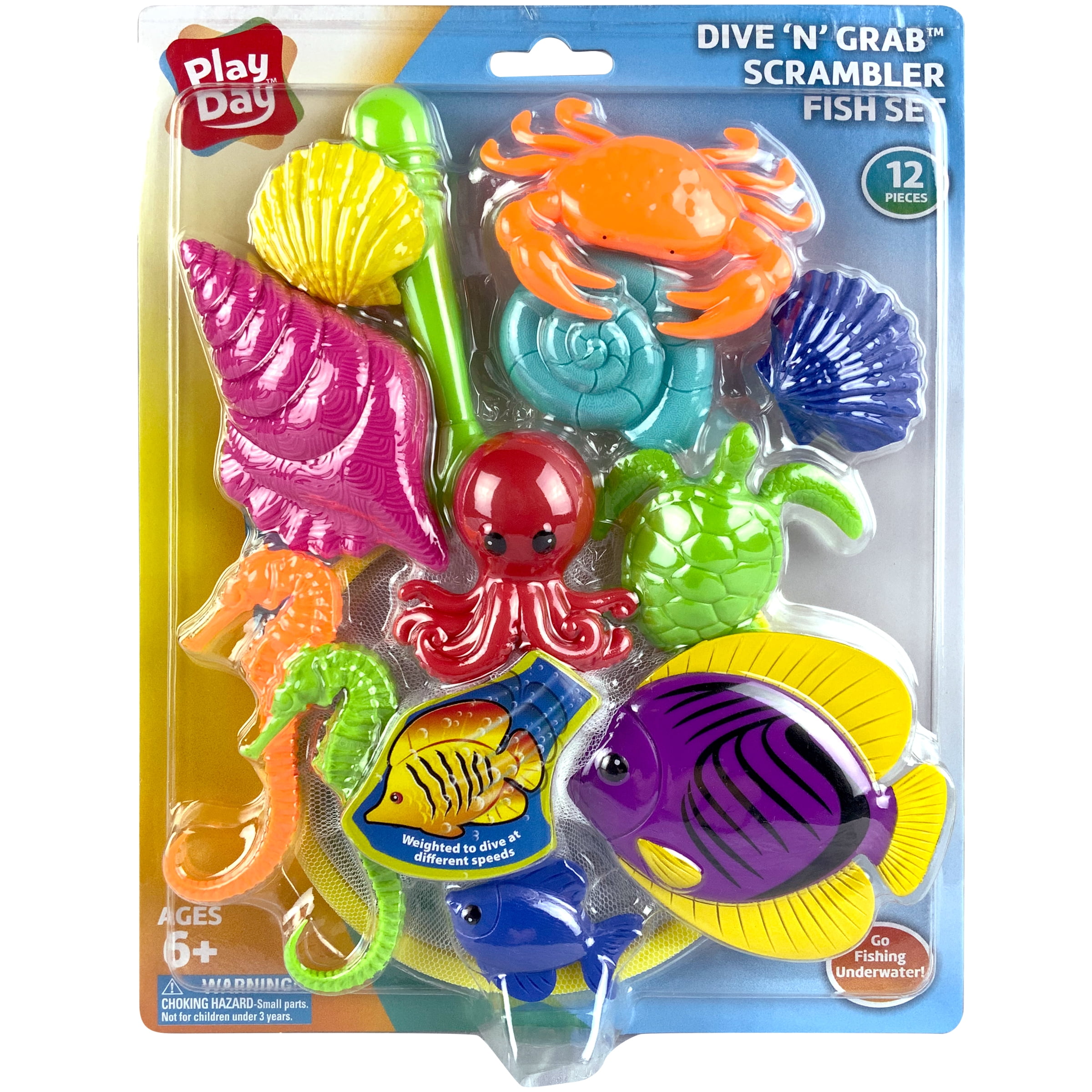 Play Day Dive 'N Grab Scrambler Fish Set, 12 Piece Pool Toy
