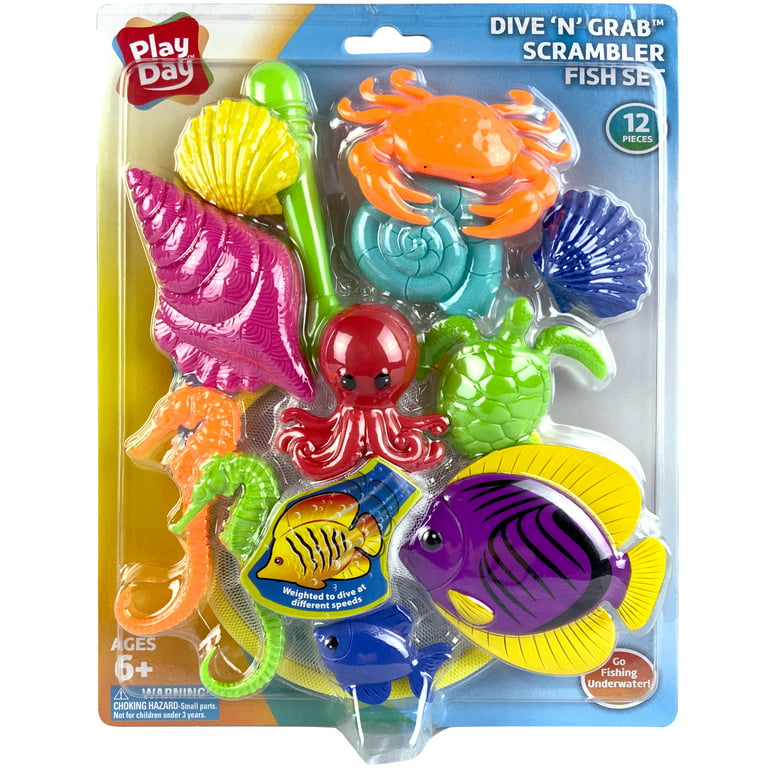 Play Day Dive 'N Grab Scrambler Fish Set, 12 Piece Pool Toy 