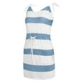 thumbnail image 6 of Summer Dresses for Women 2022, Summer Dress for Women Casual Sleeveless V Neck Striped Color Block Midi Dress Drawstring Hide Belly Beach Dress with Pocket, 6 of 8