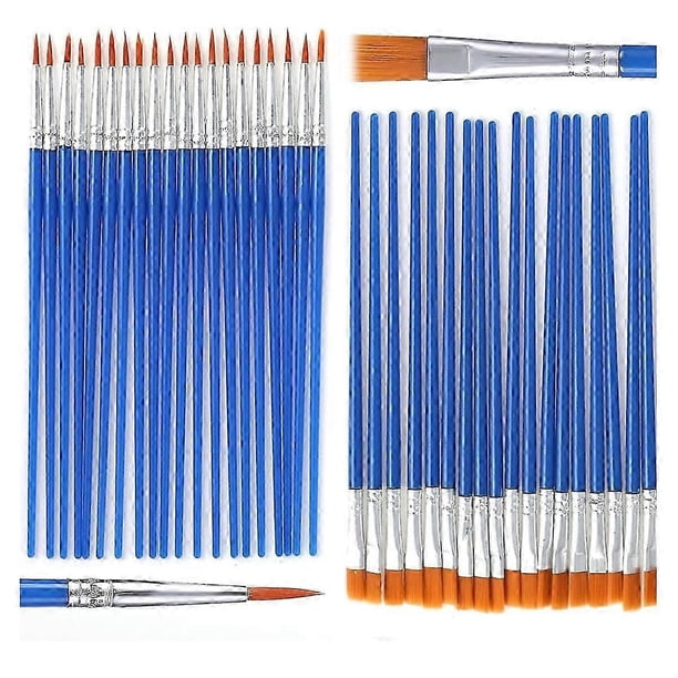 Juego de 50 pinceles pequeños para pintura acrílica, planos, de cerdas suaves, para acuarela, para pintar caras y manualidades.
