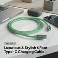 thumbnail image 2 of Powertek USB-C to USB-C Cable, Fast Charging Type-C Charger Cord, Durable Tangle-Resistant Sync Cable, Mint Glitter, 6FT, 2 of 5