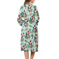 thumbnail image 2 of Yuyamidu Womens Christmas Robe Long Bathrobe Xmas Cow Long Sleeve Sleepwear Gowns Size S Poinsettia V-Neck Robes for Ladies Mid-Calf Length Pj Night Dress, 2 of 7