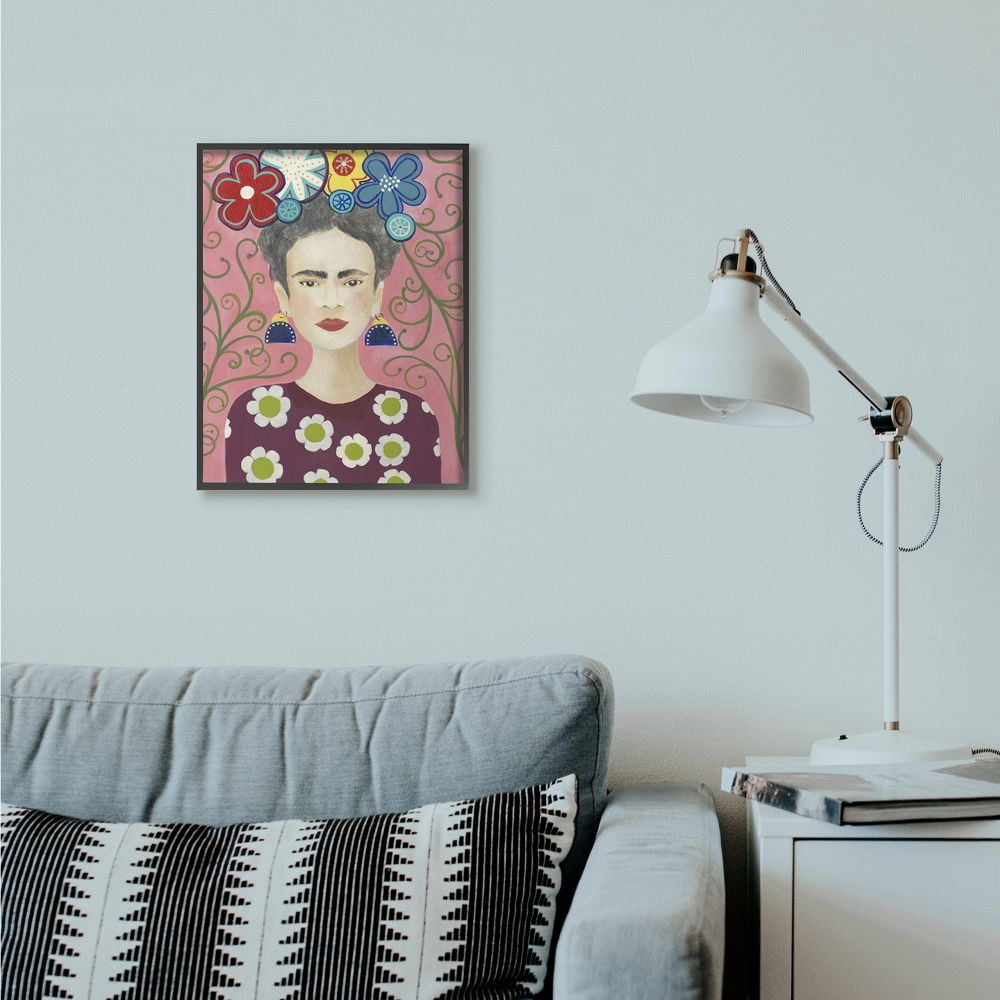 Stupell Industries Frida Fashion Designer Pattern Painting Pink Framed Giclee Texturized Art by Regina Moore
