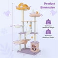 thumbnail image 3 of Pefilos 66" Cute Cat Tree Tower for Indoor Cats, Moon and Star Cat Condo with Sisal Scratching Posts, Plush Perches, Kitten Cat Tree Tower Activity Center, Purple, 3 of 8
