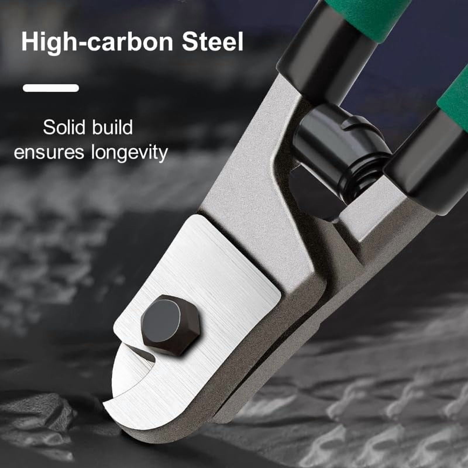 Heavy Duty 8-Inch Steel Wire Cutters for Wire Rope, Bike Cables & DIY Projects, Professional Cable Cutting Pliers with Comfortable Safety Spring-Loaded Handle & Safety Lock