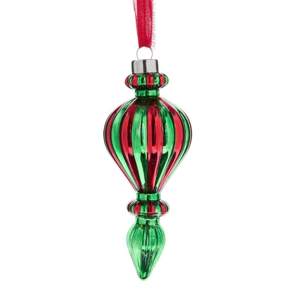 Red and Green Glass Finial Christmas Ornament, 6", by Holiday Time