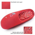 thumbnail image 4 of Wedge Heel Slippers for Women Embroided Abstract Pattern Lining House Shoes, Red US 7, 4 of 7