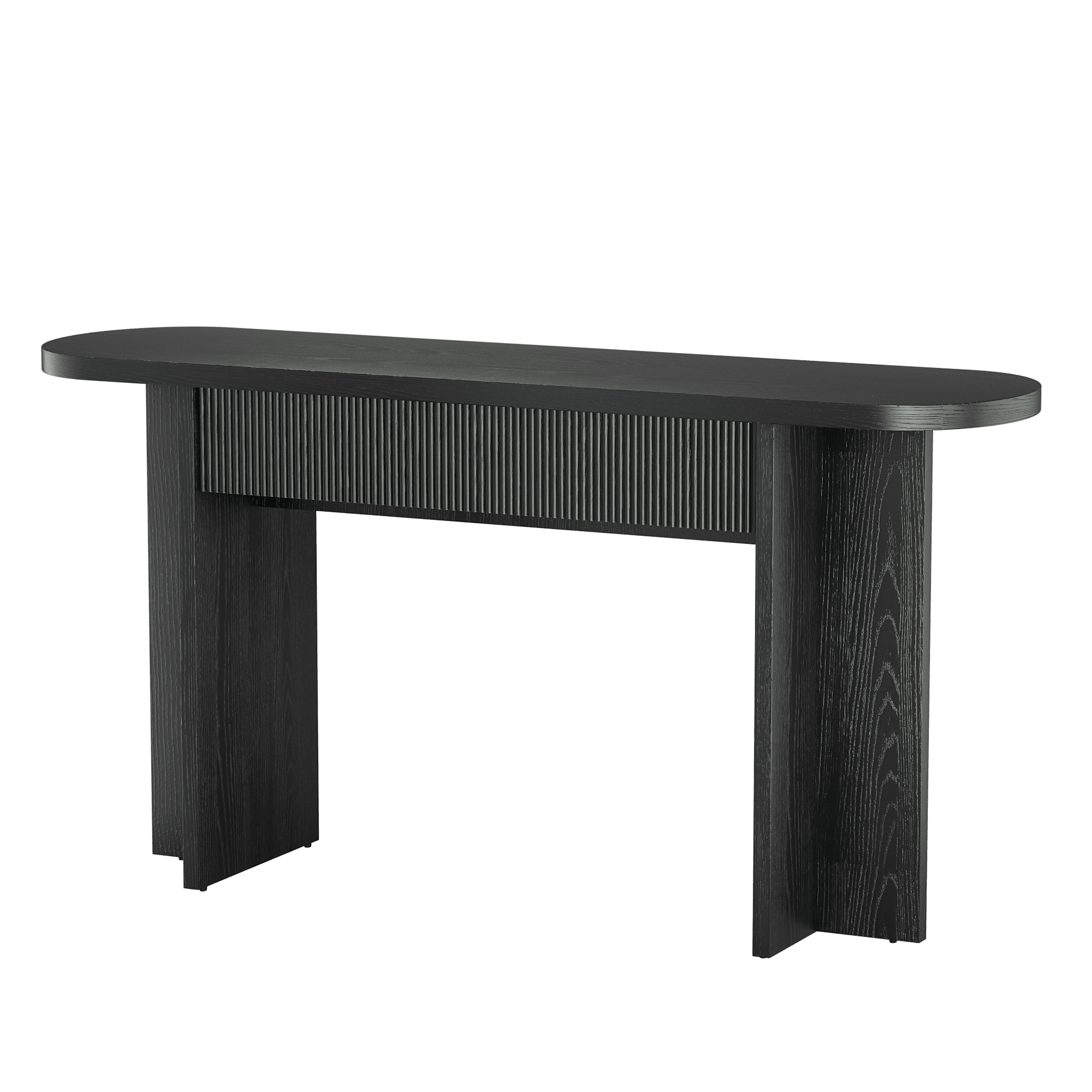 Mintazer 63" Fluted Console Table with 2 Drawers, Modern Entryway Tables with Storage, Sofa Table for Entryway Hallway Living Room, Black