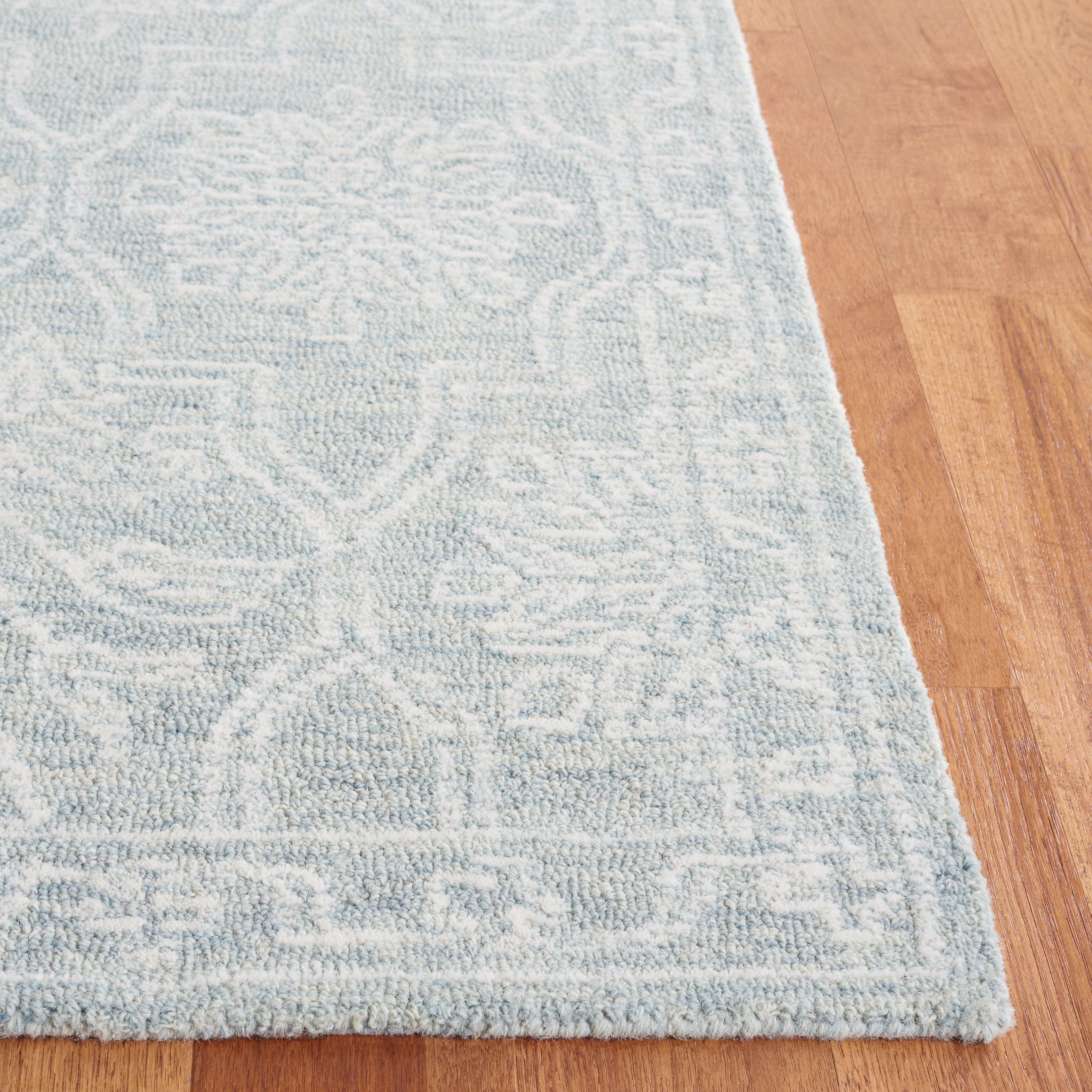 SAFAVIEH Micro-Loop Valery Medallion Area Rug, Light Grey/Ivory, 6' x 6' Square