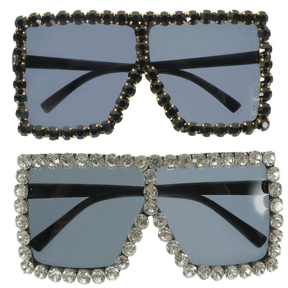 GOOHOCHY 2 gafas de sol cuadradas para mujer, gafas de sol decorativas, gafas de sol de fiesta